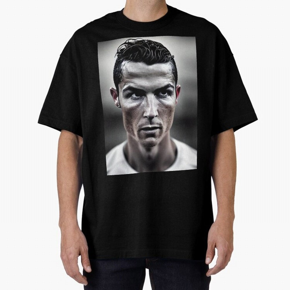 Cristiano Ronaldo Portrait Oversized T-Shirt Feel the Heartbeat of Global Football Passion for FIFA World Cup 2026 Group Stage, Made for CR7 and Messi, Netherlands, Championship Spirit, Famous Goals, Roaring Crowds and International Football Unity;