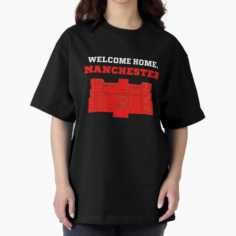 Welcome Home Manchester 7 CR Oversized T-Shirt Feel International Energy from Global Football Passion for FIFA World Cup 2026, Highlighting Messi, Neymar and Mbappe, Brazil, Portugal and Argentina, Football Festival Excitement, Trophy Ambitions,