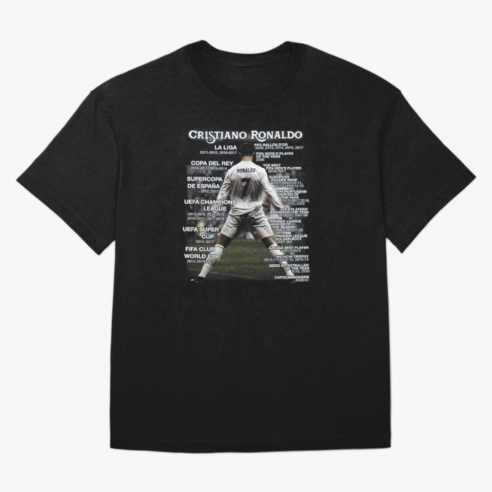 Cristiano Ronaldo Stats Oversized T-Shirt Capture FIFA World Cup 2026 Group Stage Filled with CR7 and Messi, Argentina and Brazil Energy, Retro Football Energy, Iconic Rivalries, Trophy Chase Drama and Stadium Atmosphere; Perfect for Supporters Who