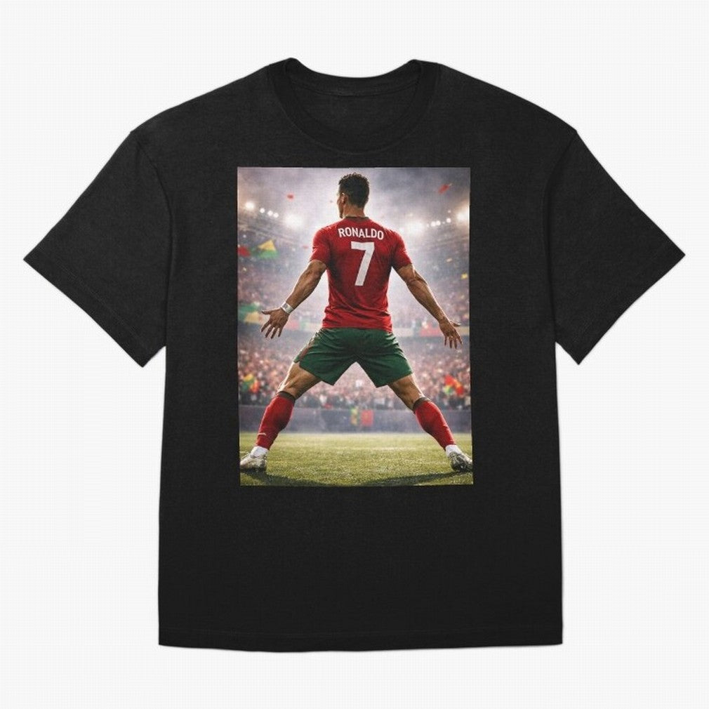 Cristiano Ronaldo Portuguese Legend Number Seven SIUUU Oversized T-Shirt Live for the Drama of Global Football Passion for FIFA World Cup 2026 Group Stage, Capturing Messi, CR7 and Mbappe, Portugal, Spain and Germany, Match Day Excitement,