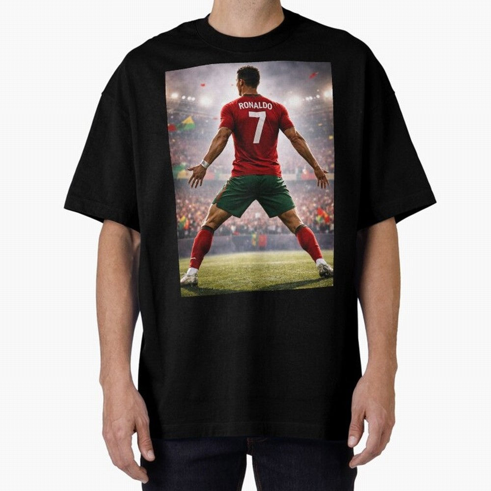 Cristiano Ronaldo Portuguese Legend Number Seven SIUUU Oversized T-Shirt Live for the Drama of Global Football Passion for FIFA World Cup 2026 Group Stage, Capturing Messi, CR7 and Mbappe, Portugal, Spain and Germany, Match Day Excitement,