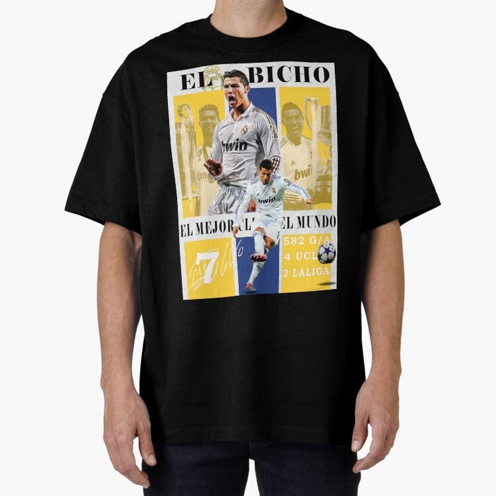 Cristiano Ronaldo Real Madrid Wall Art Oversized T-Shirt Relive Legendary Nights from Global Football Passion for FIFA World Cup 2026 USA Canada Mexico, Connected to Mbappe and Neymar, Brazil, Stadium Memories, Football Loyalty, International