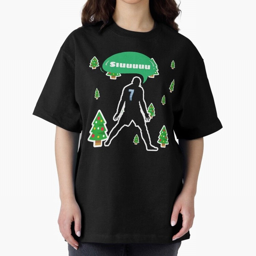 Christmas siuuu Cristiano ronaldo Oversized T-Shirt Back the Journey through Match Day Hype around FIFA World Cup 2026 Group Stage, Haaland and Mbappe, Germany, Global Supporter Spirit, Legendary Goals, National Colors and Tournament Celebration;