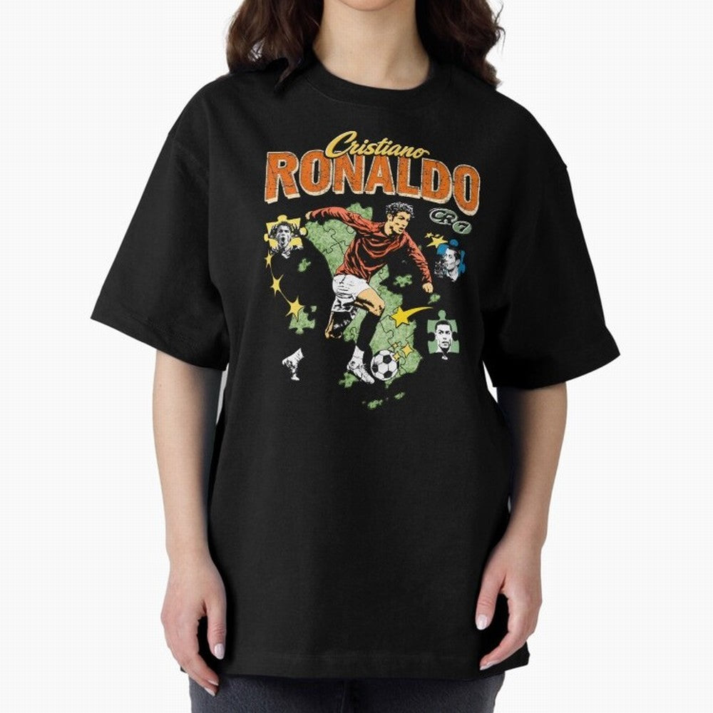 CR7 Cristiano Ronaldo Vintage Oversized T-Shirt Relive Legendary Nights from FIFA World Cup 2026 Spirit, Capturing England, Haaland, Match Day Excitement, Supporter Culture, Golden Goals and Global Football Passion; Ideal for Fans Who Follow Messi,