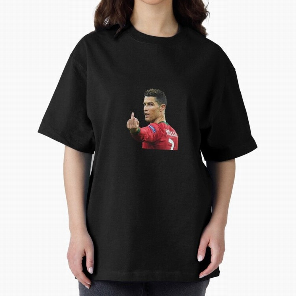 Cristiano ronaldo showing middle finger Oversized T-Shirt Celebrate Fan Favorites in FIFA World Cup 2026 for Fans of CR7 and Messi and Germany, Bringing Goal Celebration Energy, Supporter Heritage, Football Icons and Worldwide Tournament Joy;