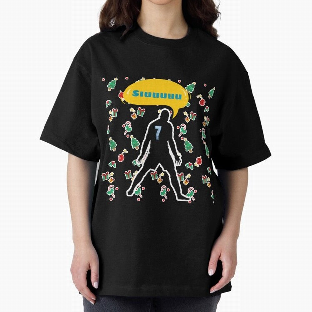 Siuuu christmas CR7 Oversized T-Shirt Turn Football Passion into FIFA World Cup 2026 Group Stage with Cristiano Ronaldo, Argentina and Brazil Energy, Goal Celebration Energy, Supporter Heritage, Football Icons and Worldwide Tournament Joy; Built