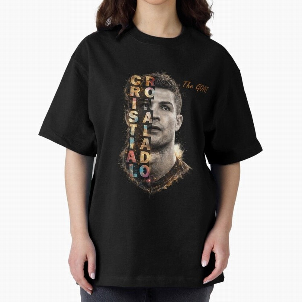 Cristiano Ronaldo Multicolor GOAT Oversized T-Shirt Fuel Your Fan Pride for Global Football Passion for FIFA World Cup 2026 Group Stage, Centered on Messi, Neymar and Mbappe, Germany, Stadium Memories, Football Loyalty, International Chants and