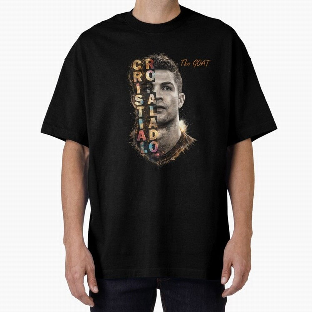 Cristiano Ronaldo Multicolor GOAT Oversized T-Shirt Fuel Your Fan Pride for Global Football Passion for FIFA World Cup 2026 Group Stage, Centered on Messi, Neymar and Mbappe, Germany, Stadium Memories, Football Loyalty, International Chants and