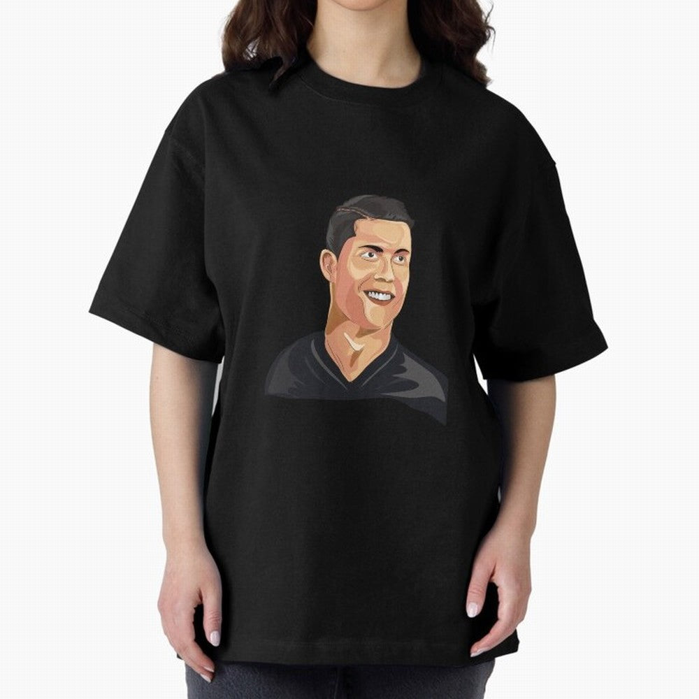 Cristiano Ronaldo Vector Art Graphics Design Oversized T-Shirt Celebrate the Biggest Stage of Match Day Hype around FIFA World Cup 2026 Group Stage, Messi, Neymar and Mbappe, Spain and Netherlands, Football Festival Excitement, Trophy Ambitions,