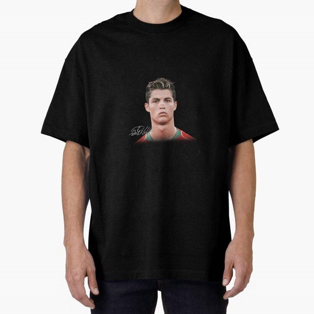 Cristiano Ronaldo Big Face Young Ronaldo Oversized T-Shirt Represent Fans Who Live for Match Day Hype around FIFA World Cup 2026, Messi, Neymar and Mbappe, Spain, Soccer Culture, Superstar Moments, National Team Dreams and Competitive Fire; Made