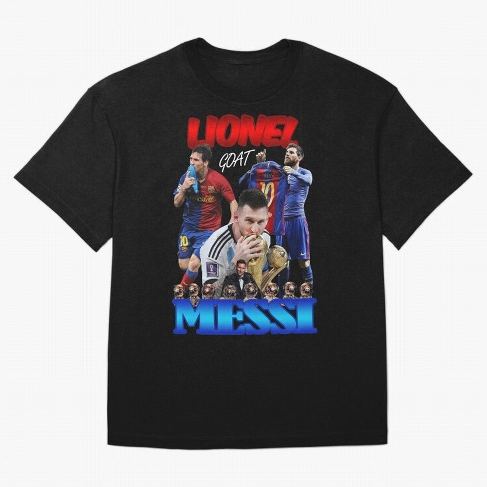 Lionel Messi GOAT: Barcelona & Argentina Oversized T-Shirt Bring the FIFA World Cup 2026 Journey through Neymar Highlights, Argentina, France and Brazil Pride, Champion Mindset, Group Stage Buzz, Knockout Tension and Passionate Fan Culture; Perfect
