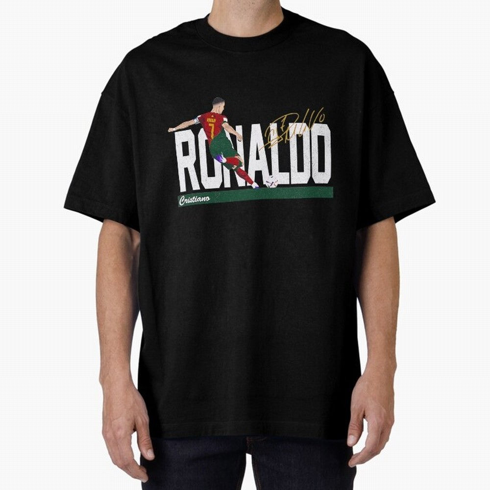 Cristiano Ronaldo Portugal Jersey -Last World Cup 2 Vintage Style Oversized T-Shirt Show Support during FIFA World Cup 2026 Centered on Cristiano Ronaldo, France Energy, Championship Spirit, Famous Goals, Roaring Crowds and International Football