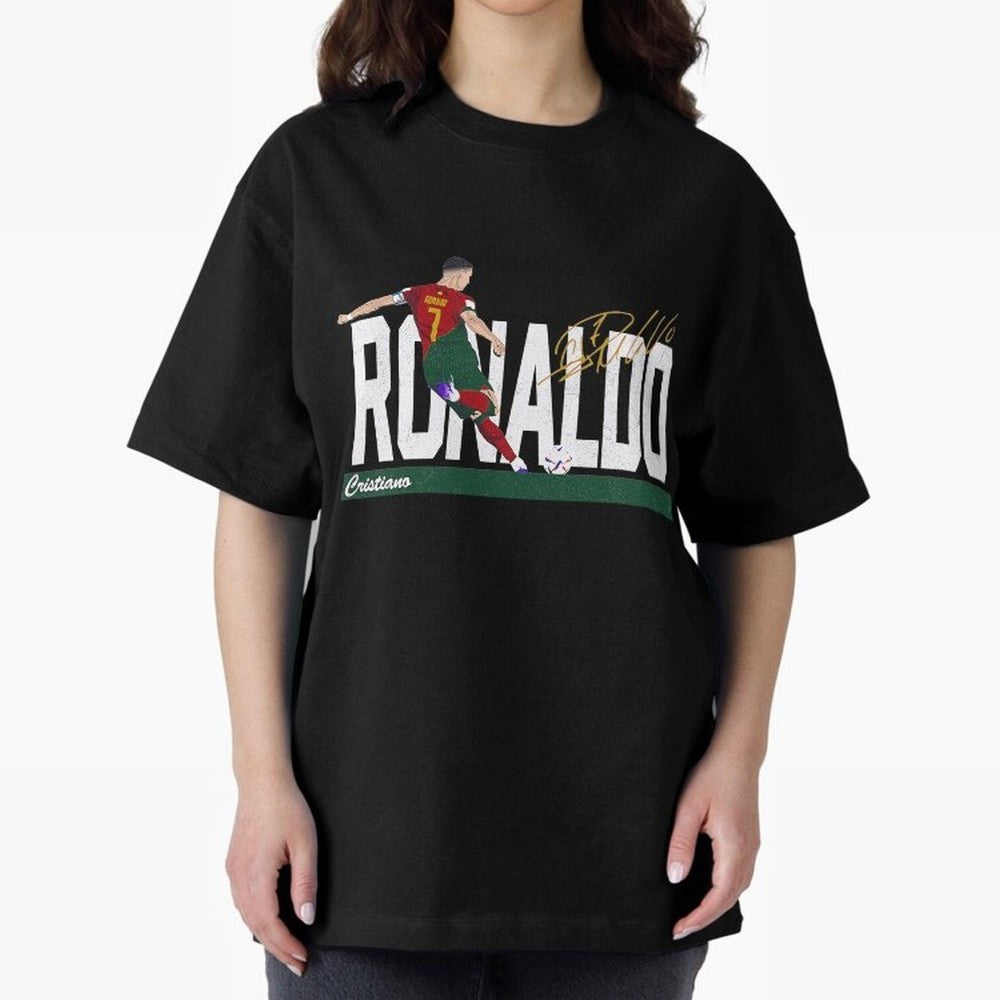 Cristiano Ronaldo Portugal Jersey -Last World Cup 2 Vintage Style Oversized T-Shirt Show Support during FIFA World Cup 2026 Centered on Cristiano Ronaldo, France Energy, Championship Spirit, Famous Goals, Roaring Crowds and International Football