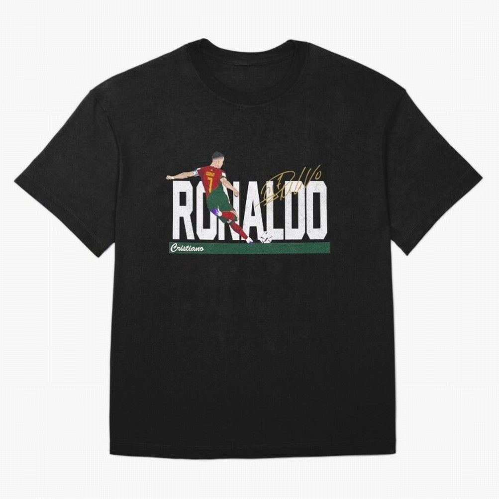 Cristiano Ronaldo Portugal Jersey -Last World Cup 2 Vintage Style Oversized T-Shirt Show Support during FIFA World Cup 2026 Centered on Cristiano Ronaldo, France Energy, Championship Spirit, Famous Goals, Roaring Crowds and International Football