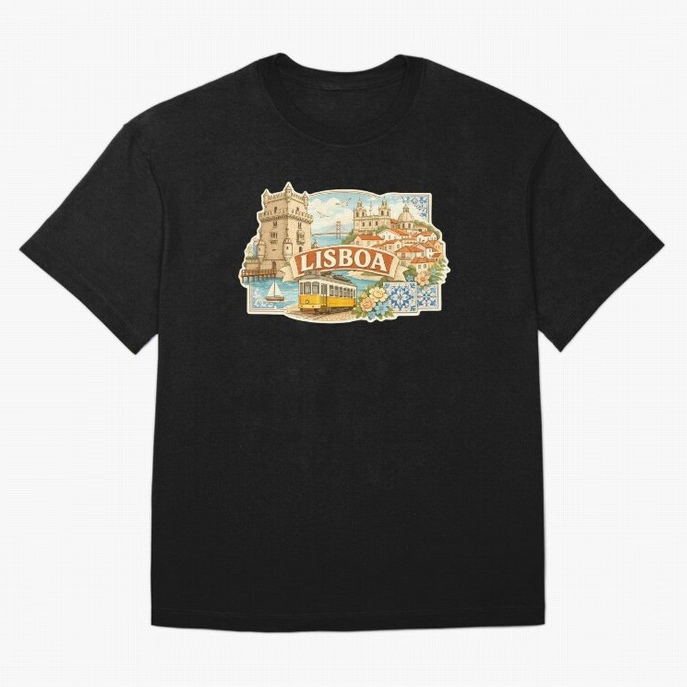 Vintage Tram Lisbon Illustration Oversized T-Shirt Relive FIFA World Cup 2026 for Fans of Cristiano Ronaldo, Haaland and CR7 and Argentina, Bringing Game Day Rituals, Football Legends, Country Pride and the Road to the Final; Perfect for Supporters