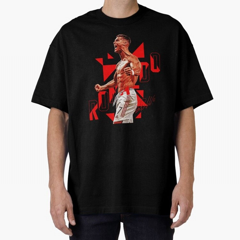 Cristiano Ronaldo Oversized T-Shirt Honor Football Greatness during Global Football Passion for FIFA World Cup 2026 Group Stage, Capturing Haaland, Brazil, Sports Nostalgia, International Competition, Famous Players and Unforgettable Victories;