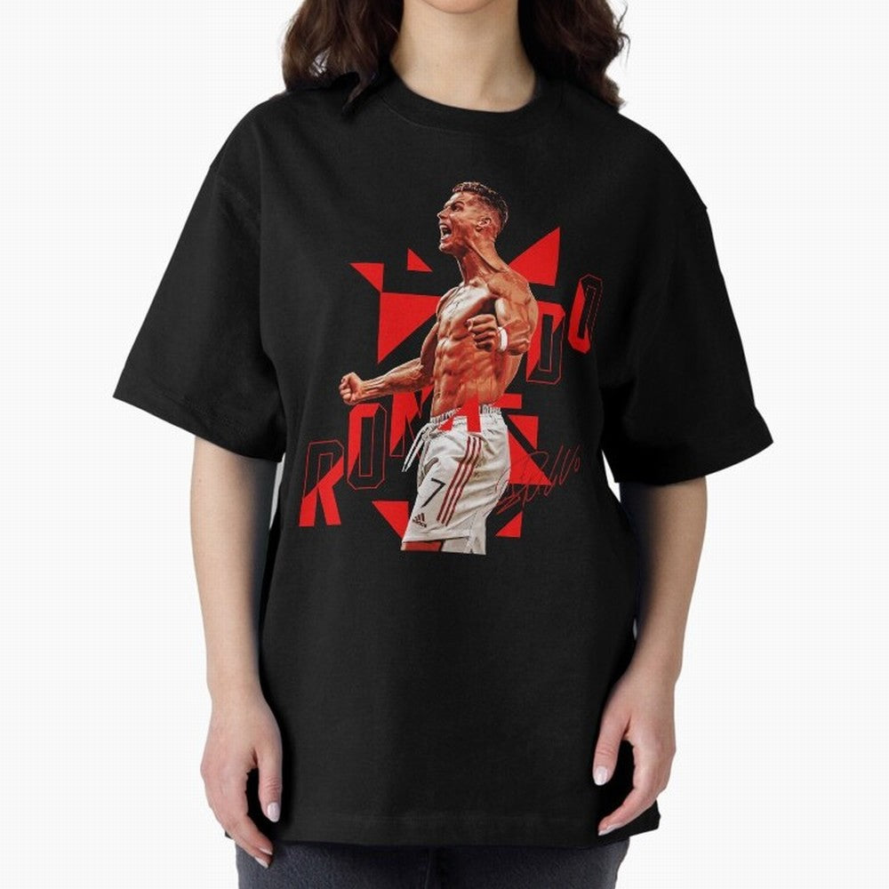 Cristiano Ronaldo Oversized T-Shirt Honor Football Greatness during Global Football Passion for FIFA World Cup 2026 Group Stage, Capturing Haaland, Brazil, Sports Nostalgia, International Competition, Famous Players and Unforgettable Victories;