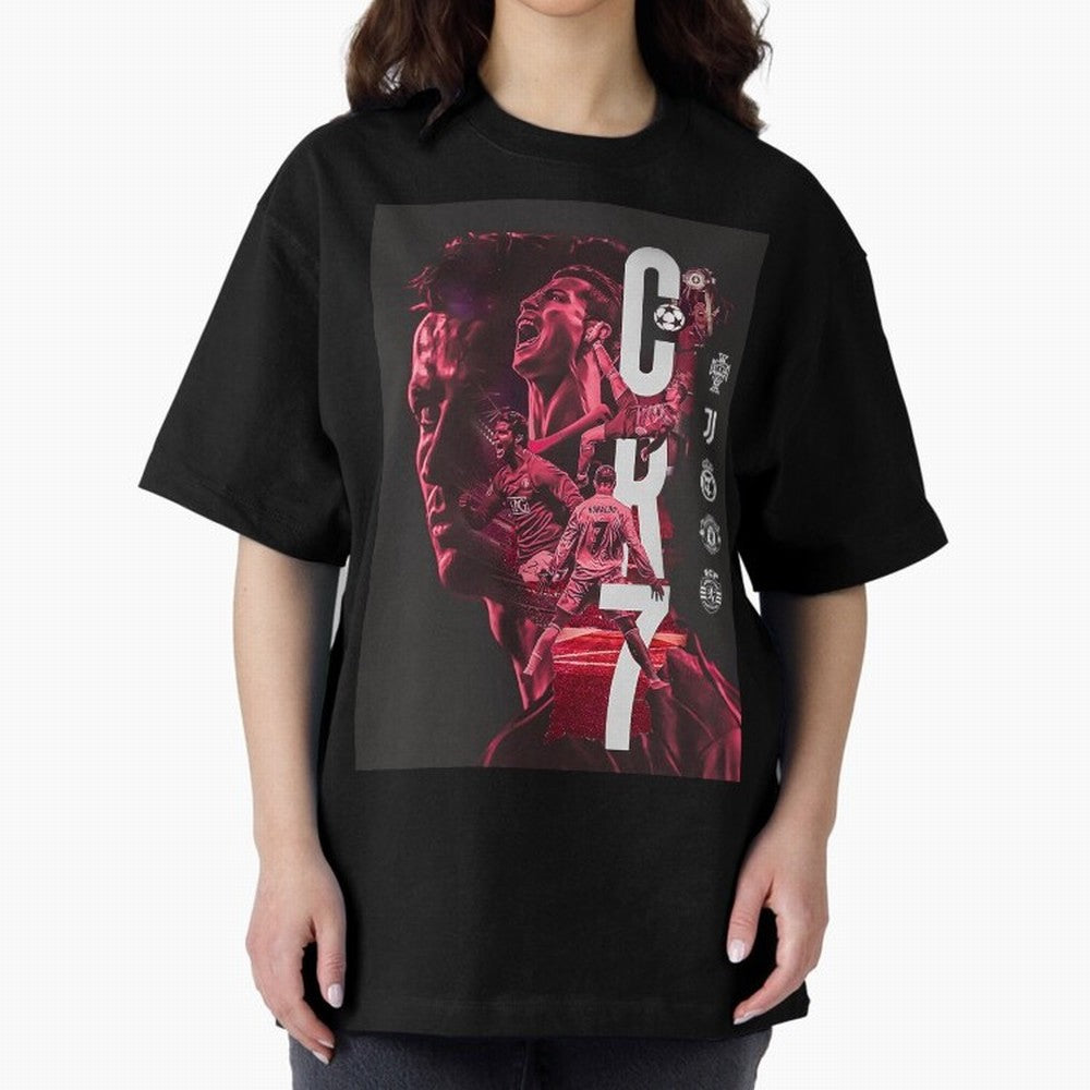 CR7 Oversized T-Shirt Back Your Heroes with FIFA World Cup 2026 Group Stage for Fans of Messi and Cristiano Ronaldo and England and Germany, Bringing Vintage Soccer Flavor, Modern Football Stars, National Flags and Final Night Emotion; Ideal for