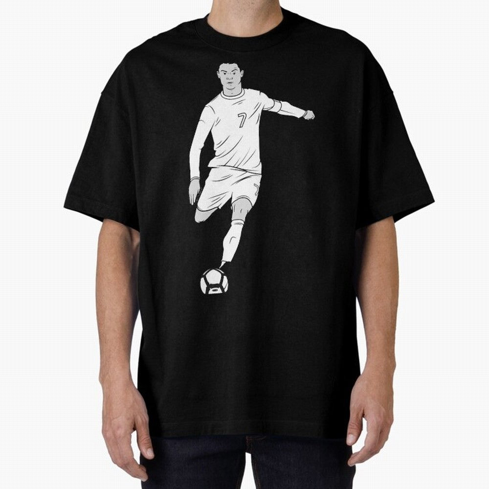 Cristiano Ronaldo Oversized T-Shirt Cheer for Match Day Hype around FIFA World Cup 2026, Messi and Cristiano Ronaldo, England and Germany, Championship Spirit, Famous Goals, Roaring Crowds and International Football Unity; Great for Watch Parties,