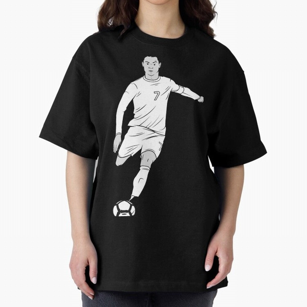 Cristiano Ronaldo Oversized T-Shirt Cheer for Match Day Hype around FIFA World Cup 2026, Messi and Cristiano Ronaldo, England and Germany, Championship Spirit, Famous Goals, Roaring Crowds and International Football Unity; Great for Watch Parties,