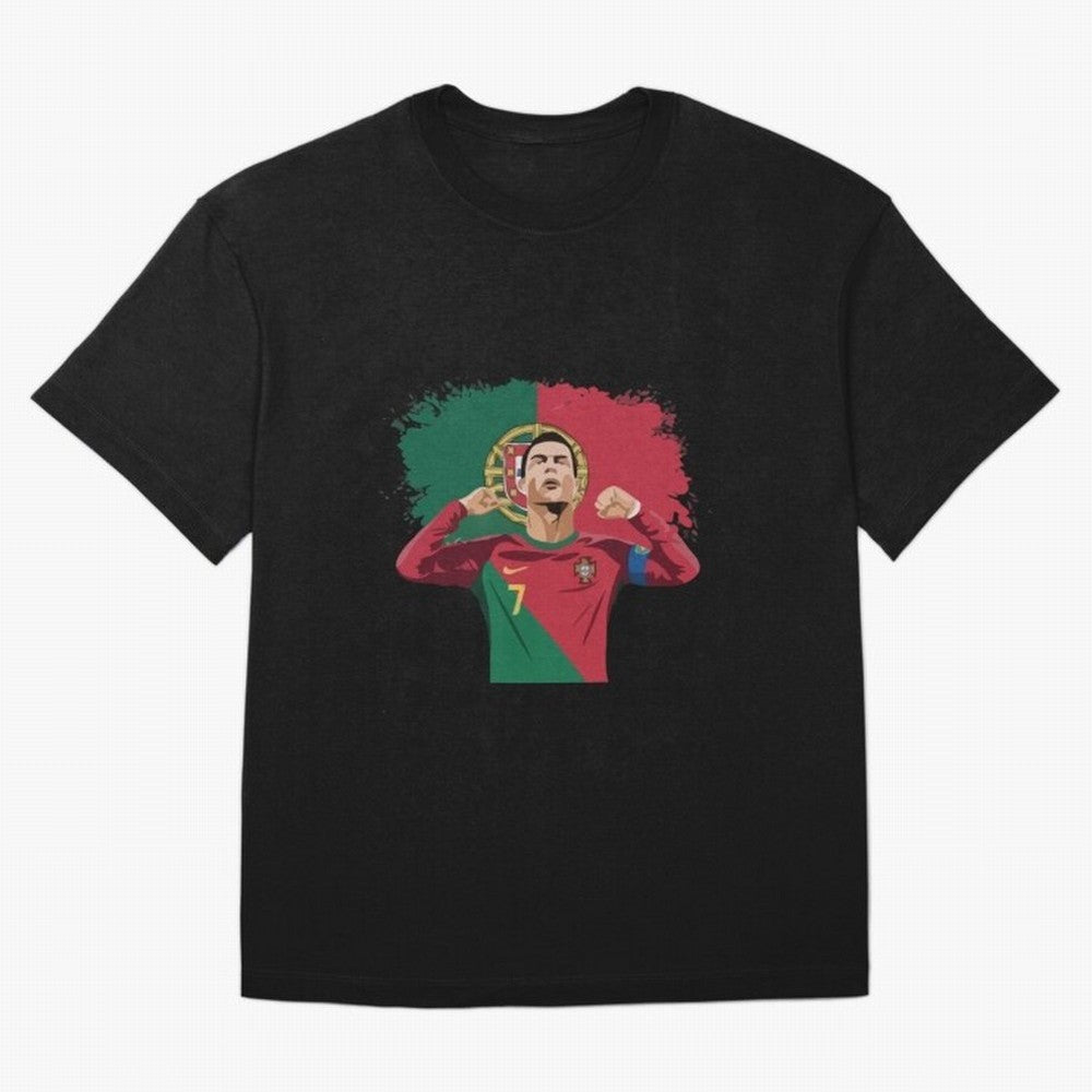 Cristiano Ronaldo CR7 T-shirt Design Oversized T-Shirt Carry National Pride through the FIFA World Cup 2026 Journey through Cristiano Ronaldo Highlights, Brazil, Portugal and Argentina Pride, Goal Celebration Energy, Supporter Heritage, Football