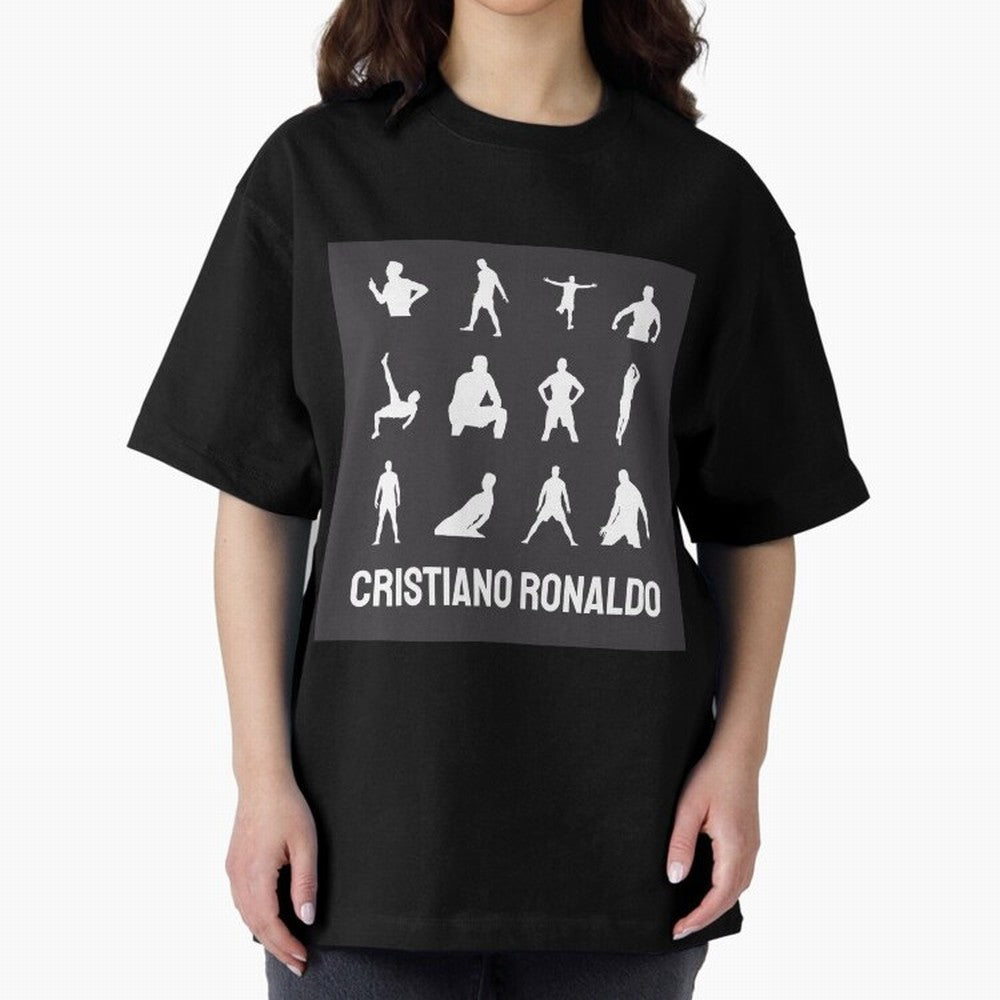 Cristiano Ronaldo Minimalism Silhouette Oversized T-Shirt Stand with Global Football Passion for FIFA World Cup 2026, Built around Messi, CR7 and Mbappe, Brazil, Portugal and Argentina, Supporter Pride, Iconic Celebrations, Legendary Names and