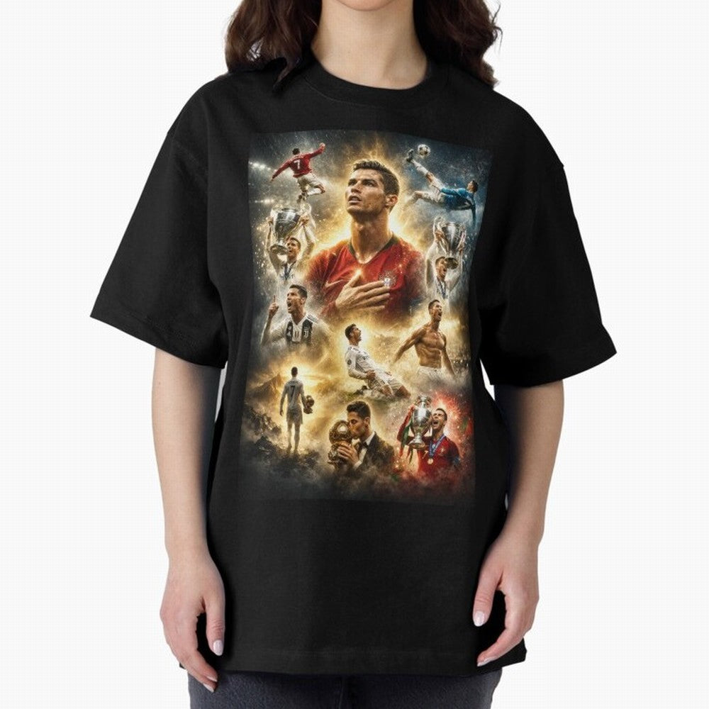 Cristiano Ronaldo Oversized T-Shirt Honor Football Greatness during Match Day Hype around FIFA World Cup 2026 Group Stage, Cristiano Ronaldo, Haaland and CR7, Portugal, Spain and Germany, Champion Mindset, Group Stage Buzz, Knockout Tension and