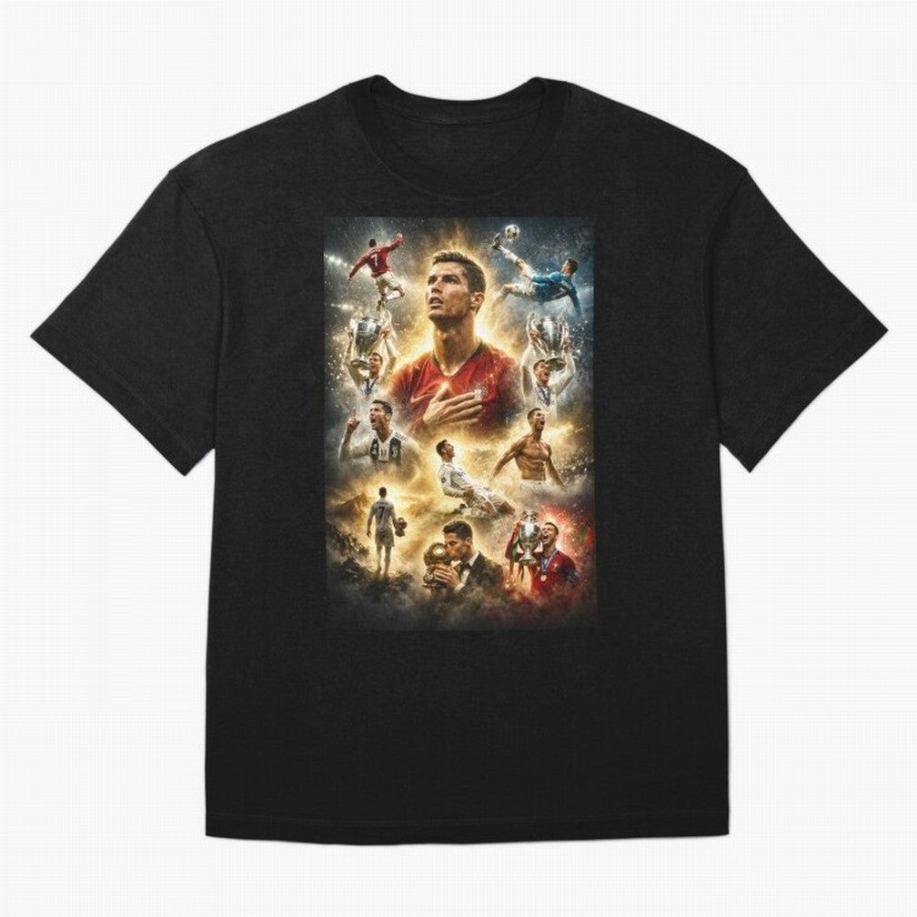 Cristiano Ronaldo Oversized T-Shirt Honor Football Greatness during Match Day Hype around FIFA World Cup 2026 Group Stage, Cristiano Ronaldo, Haaland and CR7, Portugal, Spain and Germany, Champion Mindset, Group Stage Buzz, Knockout Tension and