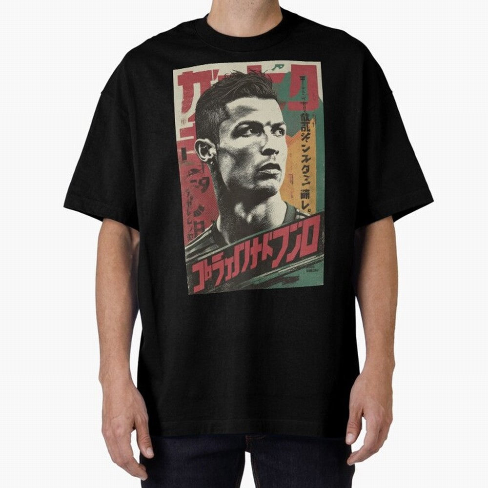 Cristiano Vintage Warned Japanese Poster Oversized T-Shirt Celebrate FIFA World Cup 2026 Spirit, Filled with Spain, Cristiano Ronaldo, Champion Mindset, Group Stage Buzz, Knockout Tension and Passionate Fan Culture; Ideal for Football Dads,