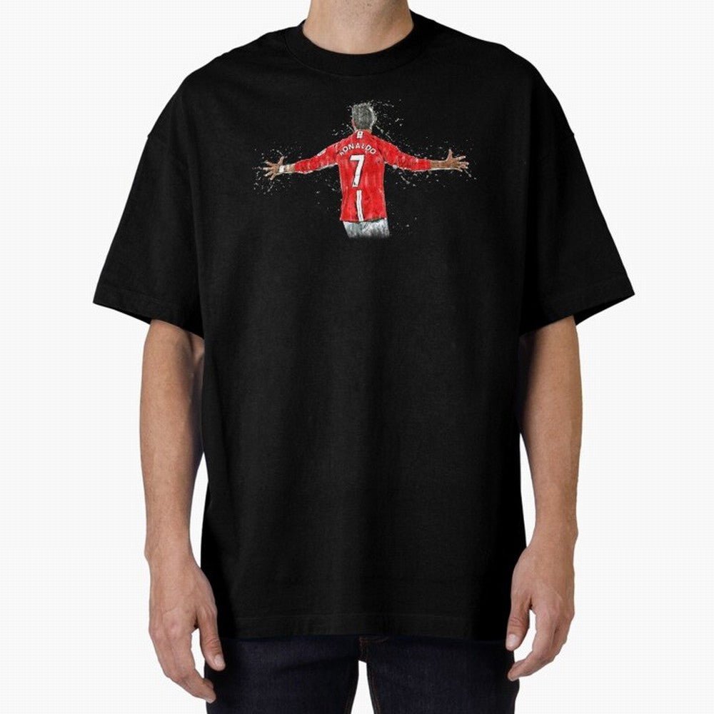 Cristiano Ronaldo in watercolor Oversized T-Shirt Follow FIFA World Cup 2026 Group Stage for Fans of Neymar, Haaland and Cristiano Ronaldo and Spain and Netherlands, Bringing Goal Celebration Energy, Supporter Heritage, Football Icons and Worldwide