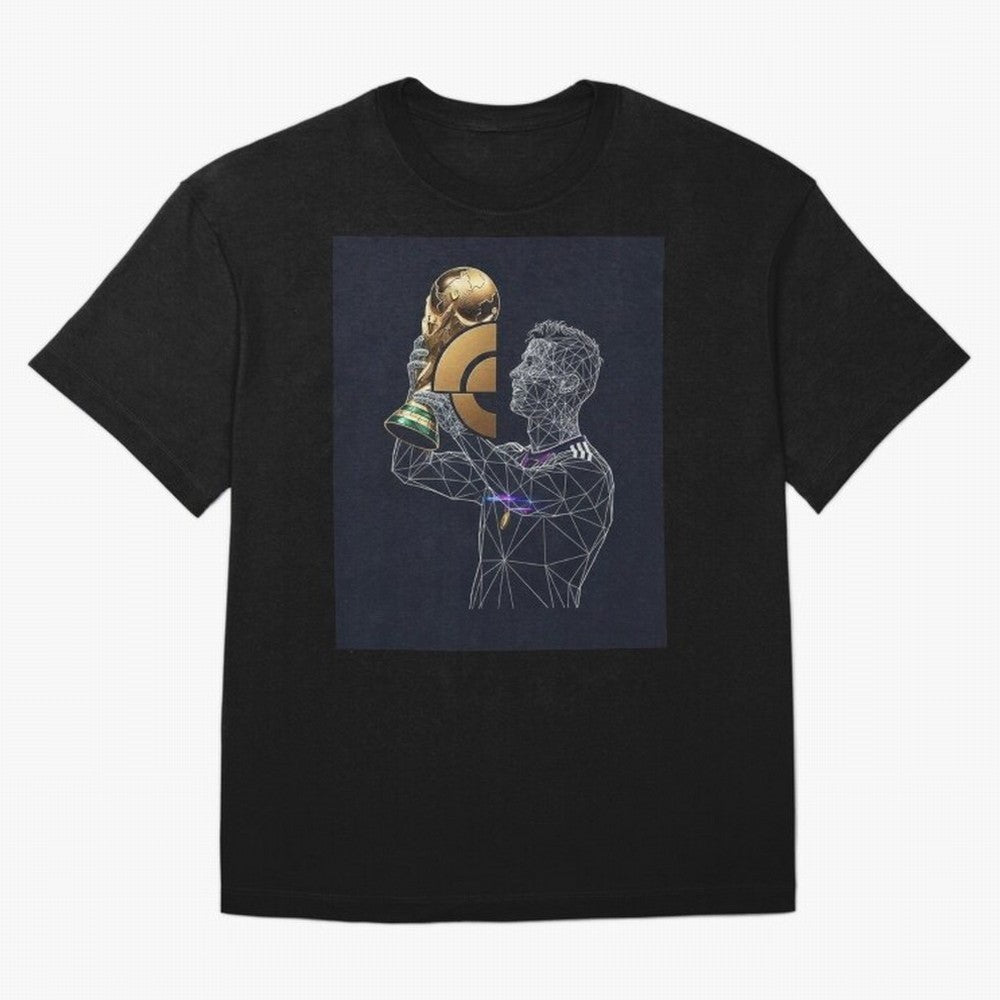 Digital Football Oversized T-Shirt Represent Global Football Passion for FIFA World Cup 2026 USA Canada Mexico, Inspired by Messi, CR7 and Mbappe, Portugal, Worldwide Fan Energy, Dramatic Goals, Stadium Lights and Championship Celebrations; Ideal
