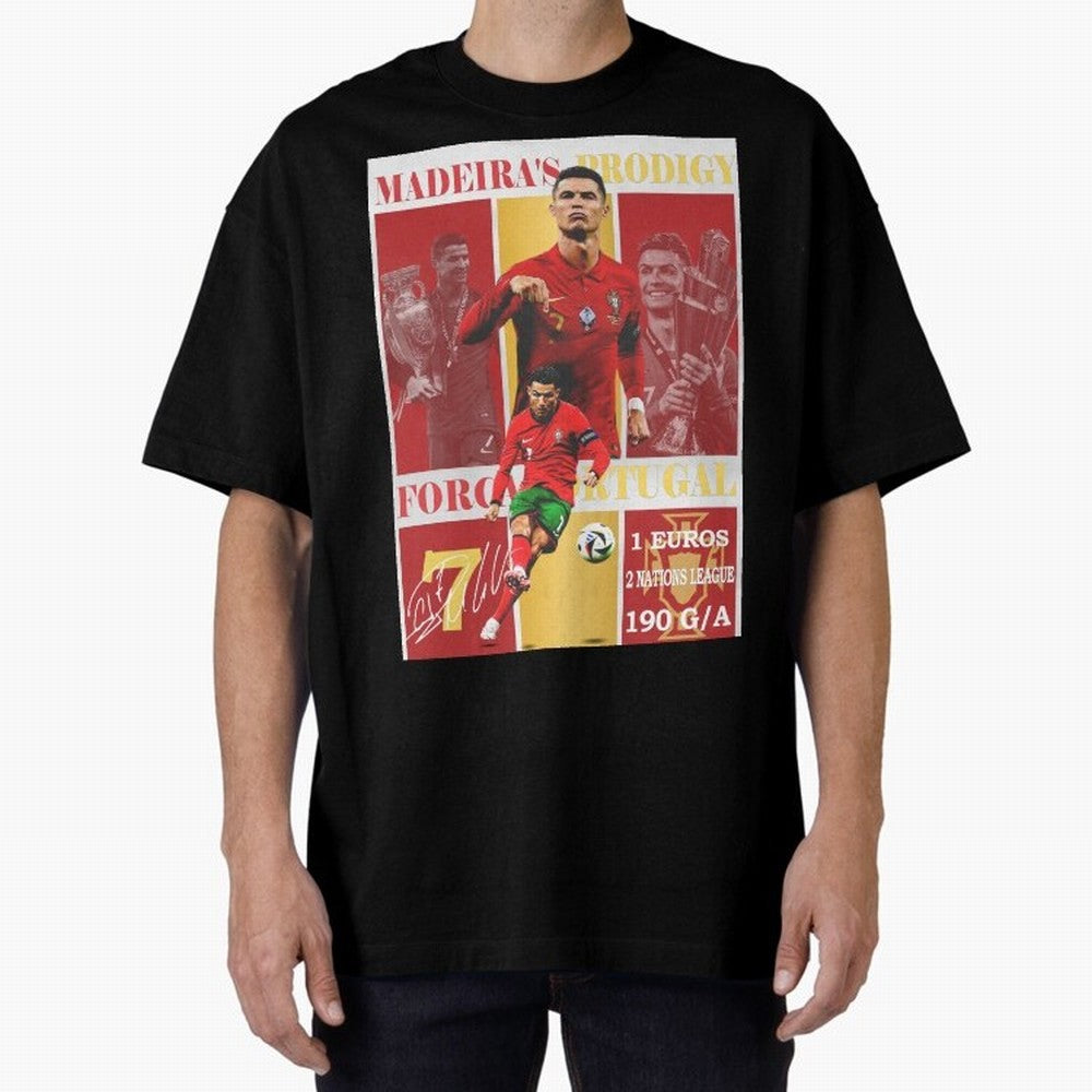 Cristiano Ronaldo Portugal Poster - Madeira's Prodigy CR7 Fan Art Print Oversized T-Shirt Keep the Match Day Mood of FIFA World Cup 2026 USA Canada Mexico for Fans of Messi and France and Portugal, Bringing Match Day Excitement, Supporter Culture,