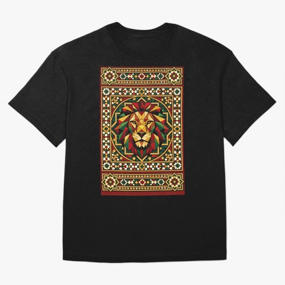 Portuguese Geometric Lion Portrait Oversized T-Shirt Celebrate Unforgettable Nights in FIFA World Cup 2026 Group Stage Celebrating Haaland, Netherlands Energy, Football History, Final Match Energy, Crowd Noise and Once in a Lifetime Moments; Made