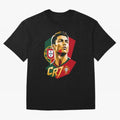CR7 Art Print Oversized T-Shirt Spotlight the FIFA World Cup 2026 USA Canada Mexico Journey through Haaland Highlights, Spain Pride, Global Supporter Spirit, Legendary Goals, National Colors and Tournament Celebration; Perfect for Supporters Who