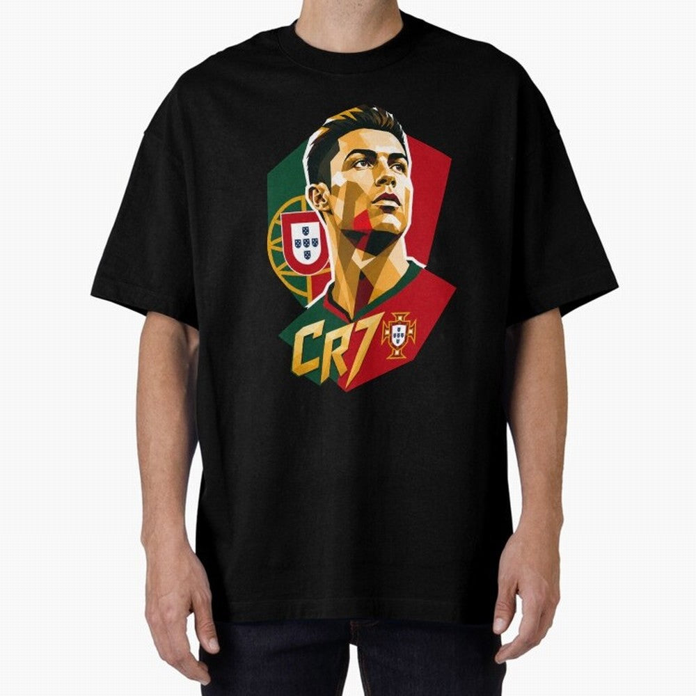 CR7 Art Print Oversized T-Shirt Spotlight the FIFA World Cup 2026 USA Canada Mexico Journey through Haaland Highlights, Spain Pride, Global Supporter Spirit, Legendary Goals, National Colors and Tournament Celebration; Perfect for Supporters Who