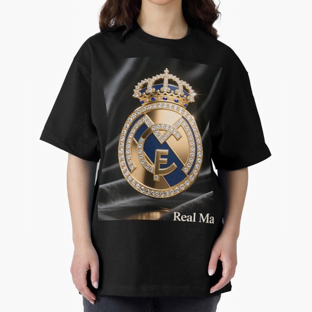 Gold Madrid Real Oversized T-Shirt Remember Iconic Moments from the FIFA World Cup 2026 USA Canada Mexico Journey through Mbappe Highlights, Netherlands Pride, Championship Spirit, Famous Goals, Roaring Crowds and International Football Unity;