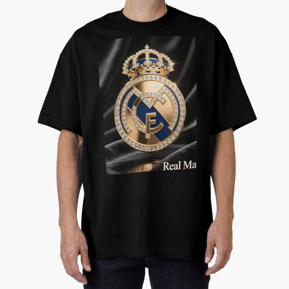 Gold Madrid Real Oversized T-Shirt Remember Iconic Moments from the FIFA World Cup 2026 USA Canada Mexico Journey through Mbappe Highlights, Netherlands Pride, Championship Spirit, Famous Goals, Roaring Crowds and International Football Unity;