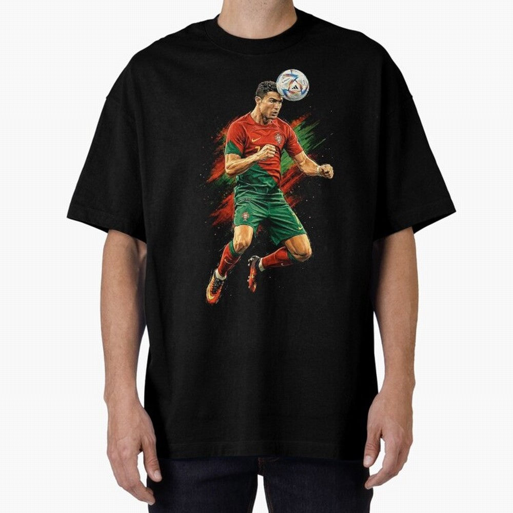 Cristiano Ronaldo Football Legend Oversized T-Shirt Refresh Global Football Passion for FIFA World Cup 2026 Group Stage, Filled with Messi, CR7 and Mbappe, Argentina and Brazil, Global Supporter Spirit, Legendary Goals, National Colors and