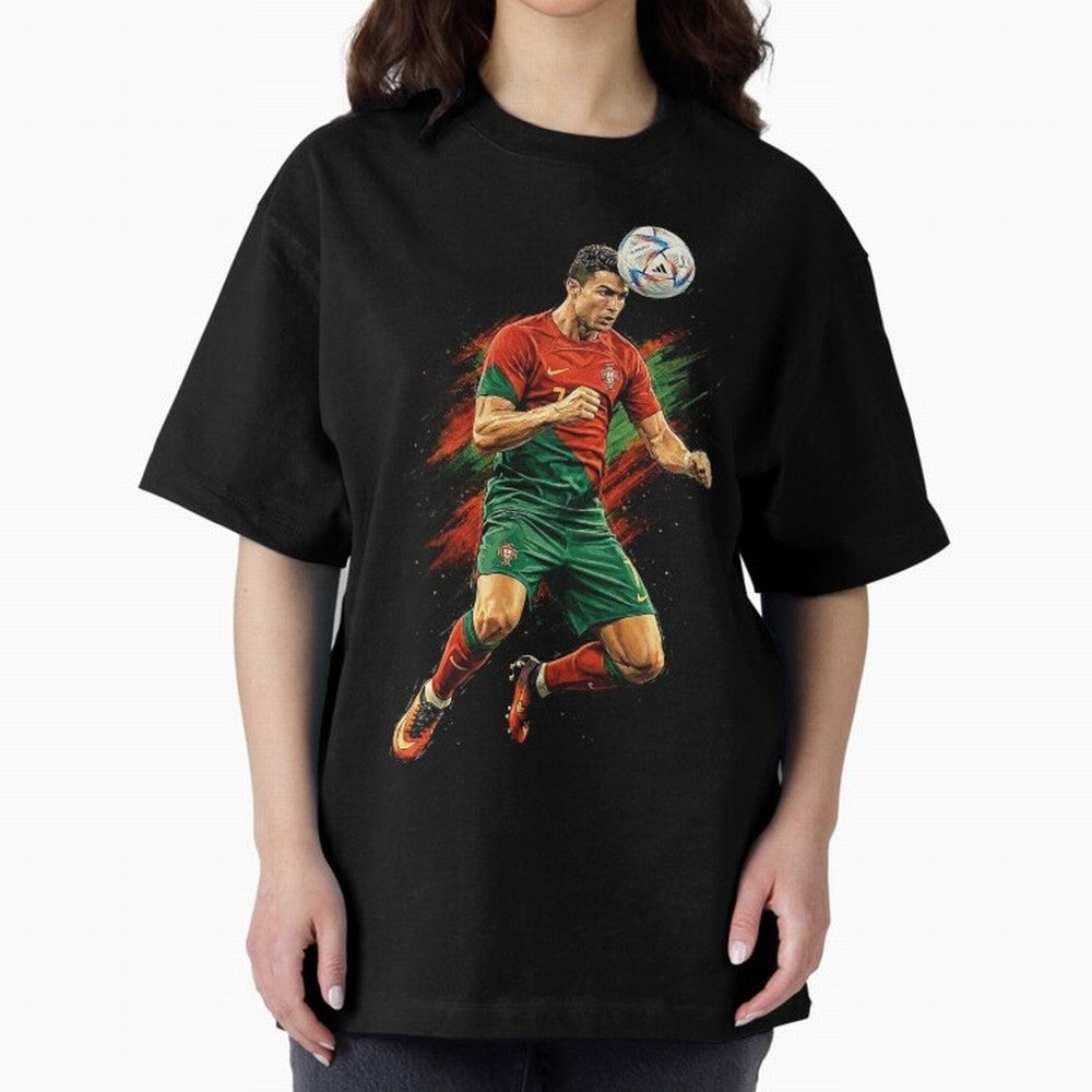 Cristiano Ronaldo Football Legend Oversized T-Shirt Refresh Global Football Passion for FIFA World Cup 2026 Group Stage, Filled with Messi, CR7 and Mbappe, Argentina and Brazil, Global Supporter Spirit, Legendary Goals, National Colors and