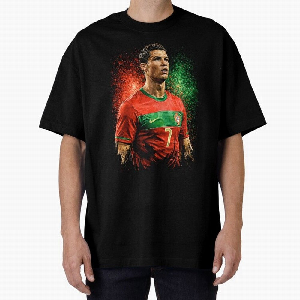 Cristiano Ronaldo Football Legend Oversized T-Shirt Bring Bold Fan Energy to Global Football Passion for FIFA World Cup 2026 Group Stage, Inspired by Neymar, Haaland and Cristiano Ronaldo, England, Worldwide Fan Energy, Dramatic Goals, Stadium