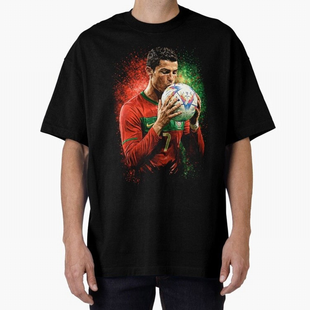 Cristiano Ronaldo Football Legend Oversized T-Shirt Celebrate the Magic of the FIFA World Cup 2026 Journey through Cristiano Ronaldo Highlights, England and Germany Pride, Retro Football Energy, Iconic Rivalries, Trophy Chase Drama and Stadium