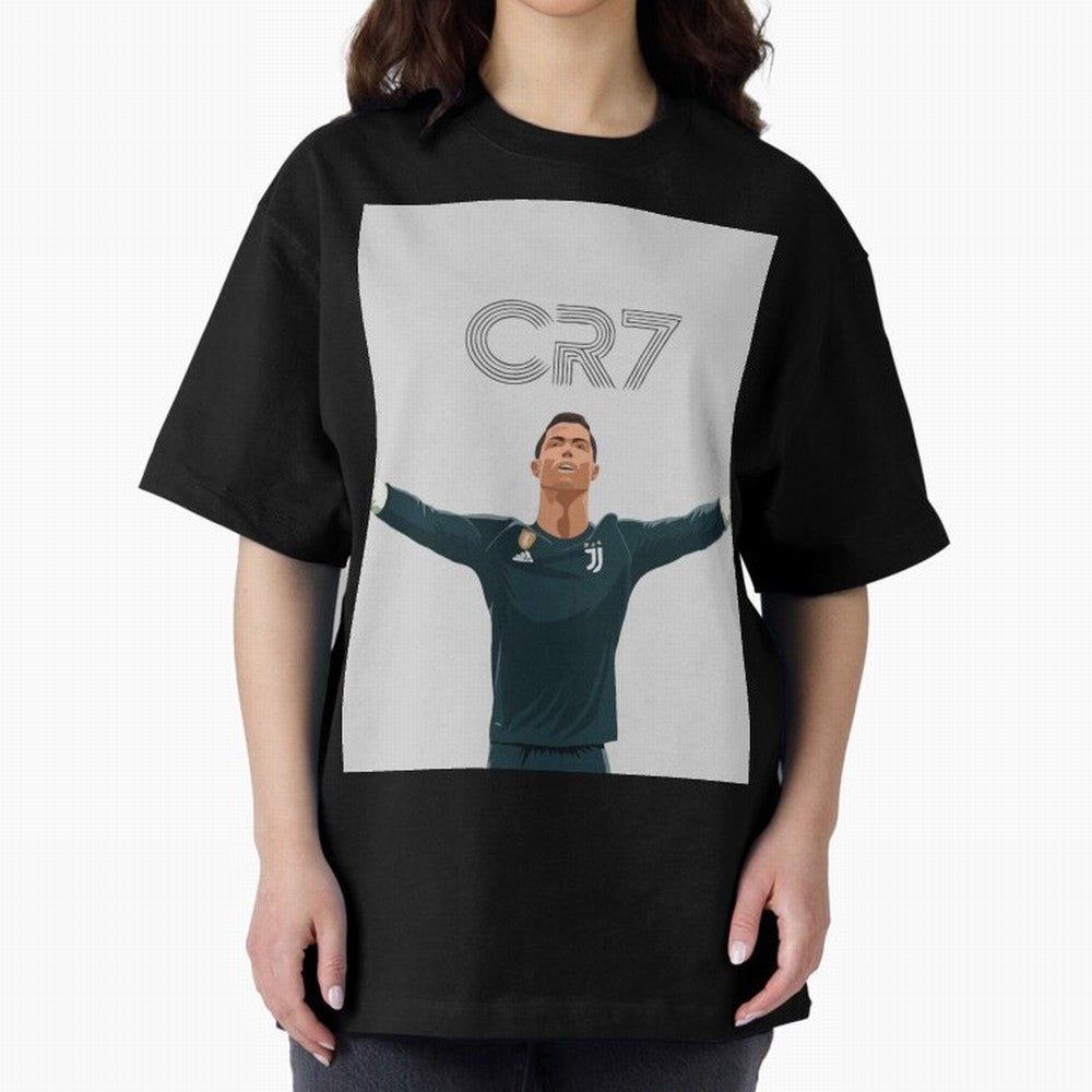 Cristiano Ronaldo CR7 Juventus T-shirt Design Oversized T-Shirt Bring Trophy Dreams to FIFA World Cup 2026 Group Stage Spirit, Centered on Brazil, Portugal and Argentina, Haaland, Vintage Soccer Flavor, Modern Football Stars, National Flags and