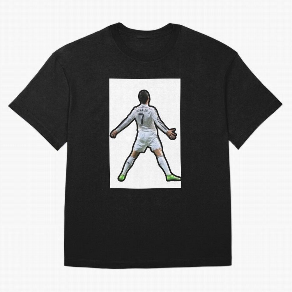 Cristiano Ronaldo Suii Sticker Oversized T-Shirt Represent Fans Who Live for the FIFA World Cup 2026 USA Canada Mexico Journey through Messi, CR7 and Mbappe Highlights, Portugal, Spain and Germany Pride, Retro Football Energy, Iconic Rivalries,