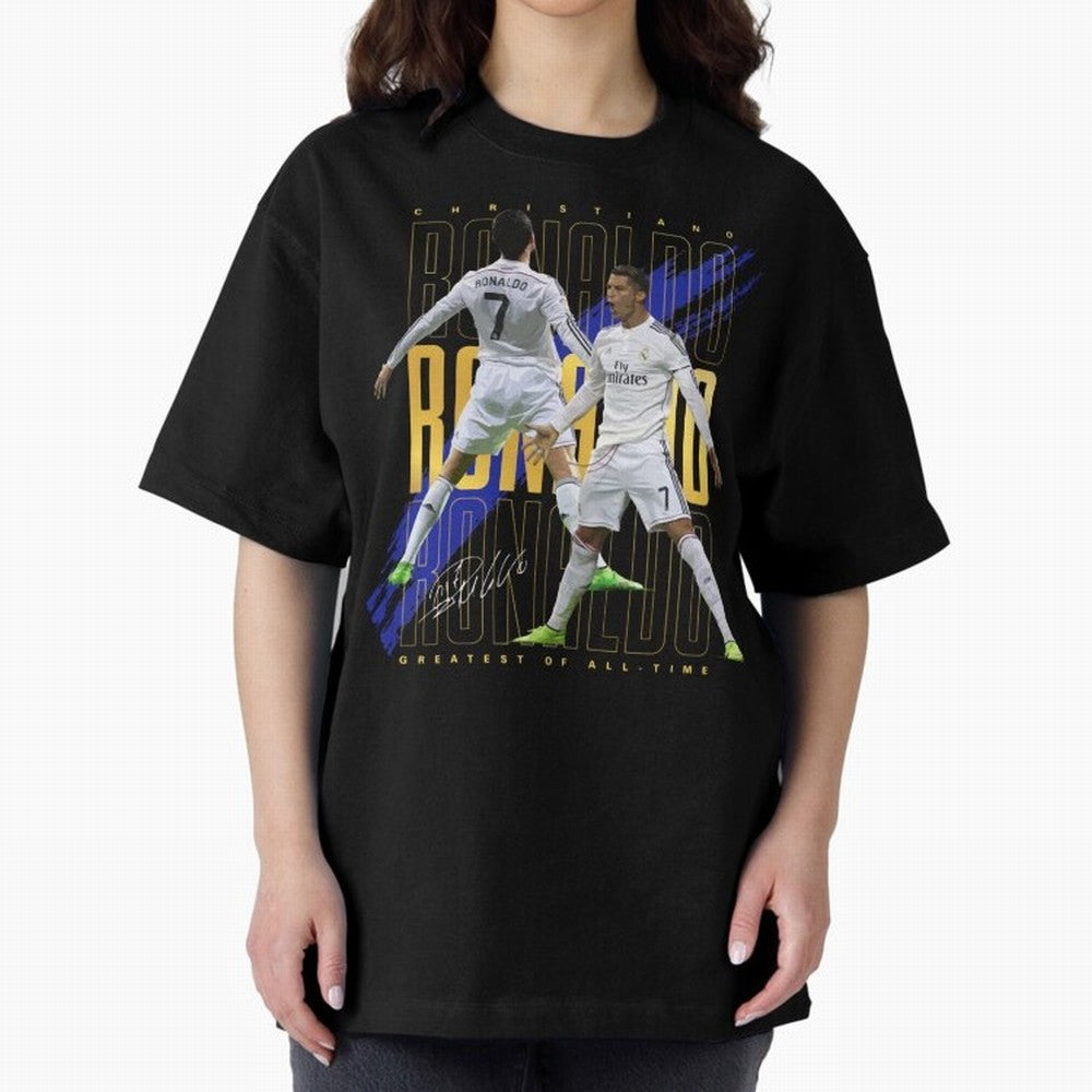 Cristiano Ronaldo Suuiii! Greatest Of All Time Oversized T-Shirt Bring Retro Soccer Energy to FIFA World Cup 2026 USA Canada Mexico Spirit, Inspired by Portugal, Spain and Germany, Mbappe and Neymar, Soccer Culture, Superstar Moments, National Team