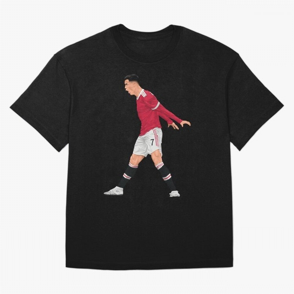 Cristiano Ronaldo Celebration Oversized T-Shirt Feel International Energy from FIFA World Cup 2026 USA Canada Mexico for Fans of Cristiano Ronaldo, Haaland and CR7 and Netherlands, Bringing Championship Spirit, Famous Goals, Roaring Crowds and