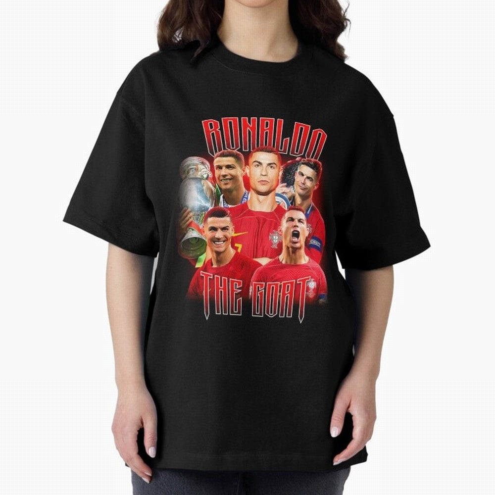 Cristiano Ronaldo The Goat Bootleg Oversized T-Shirt Represent FIFA World Cup 2026 Group Stage Spirit, Highlighting Brazil, Messi and Cristiano Ronaldo, Supporter Pride, Iconic Celebrations, Legendary Names and Global Match Day Energy; Created for