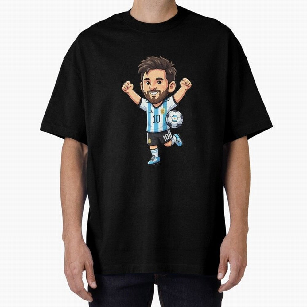 Cute Football Champion Cartoon Design Oversized T-Shirt Relive the Noise and Pride of the FIFA World Cup 2026 USA Canada Mexico Journey through Cristiano Ronaldo Highlights, Netherlands Pride, Sports Nostalgia, International Competition, Famous