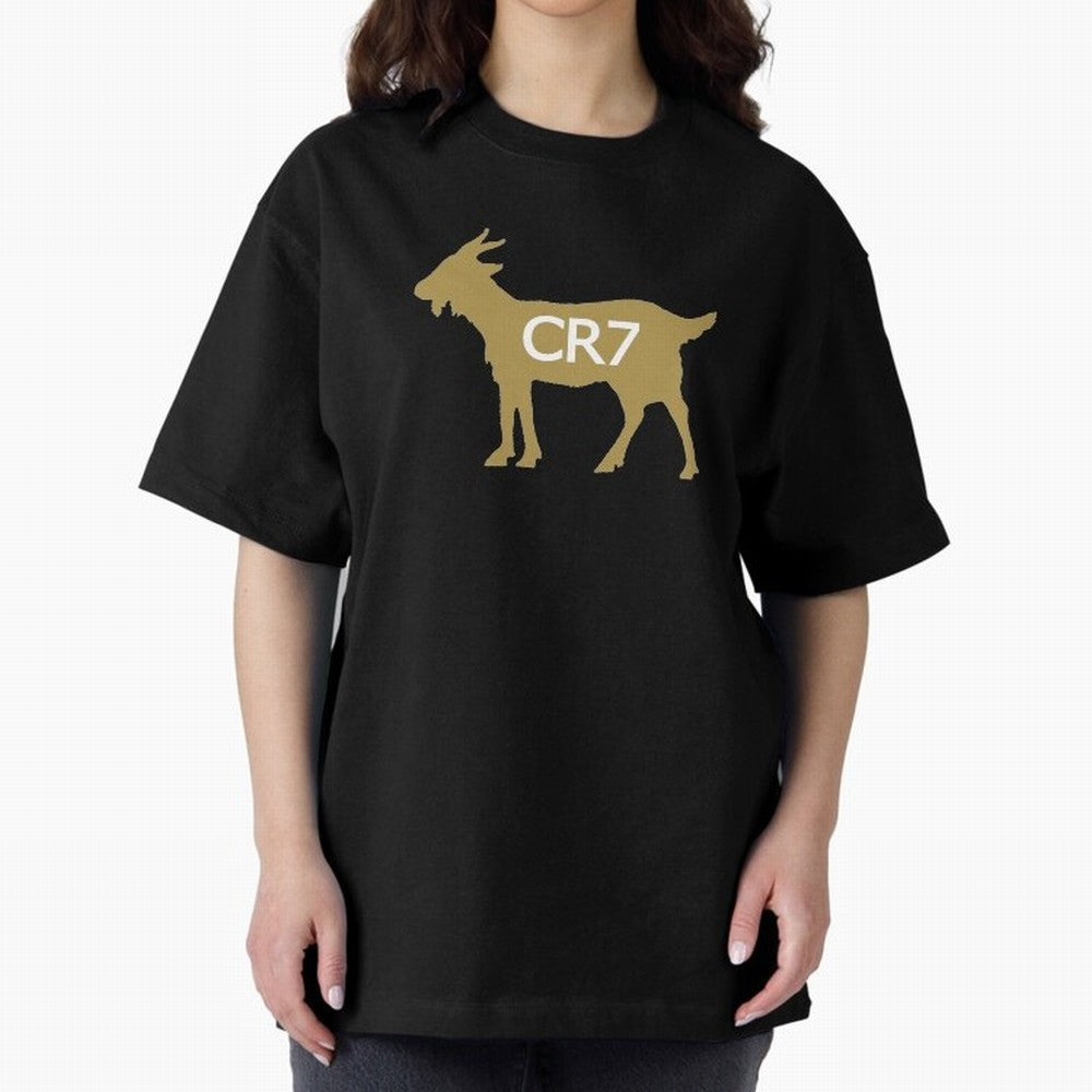 CR7 GOAT Gold B Oversized T-Shirt Celebrate Golden Goal Energy in FIFA World Cup 2026 Group Stage for Fans of Cristiano Ronaldo, Haaland and CR7 and England, Bringing Match Day Excitement, Supporter Culture, Golden Goals and Global Football