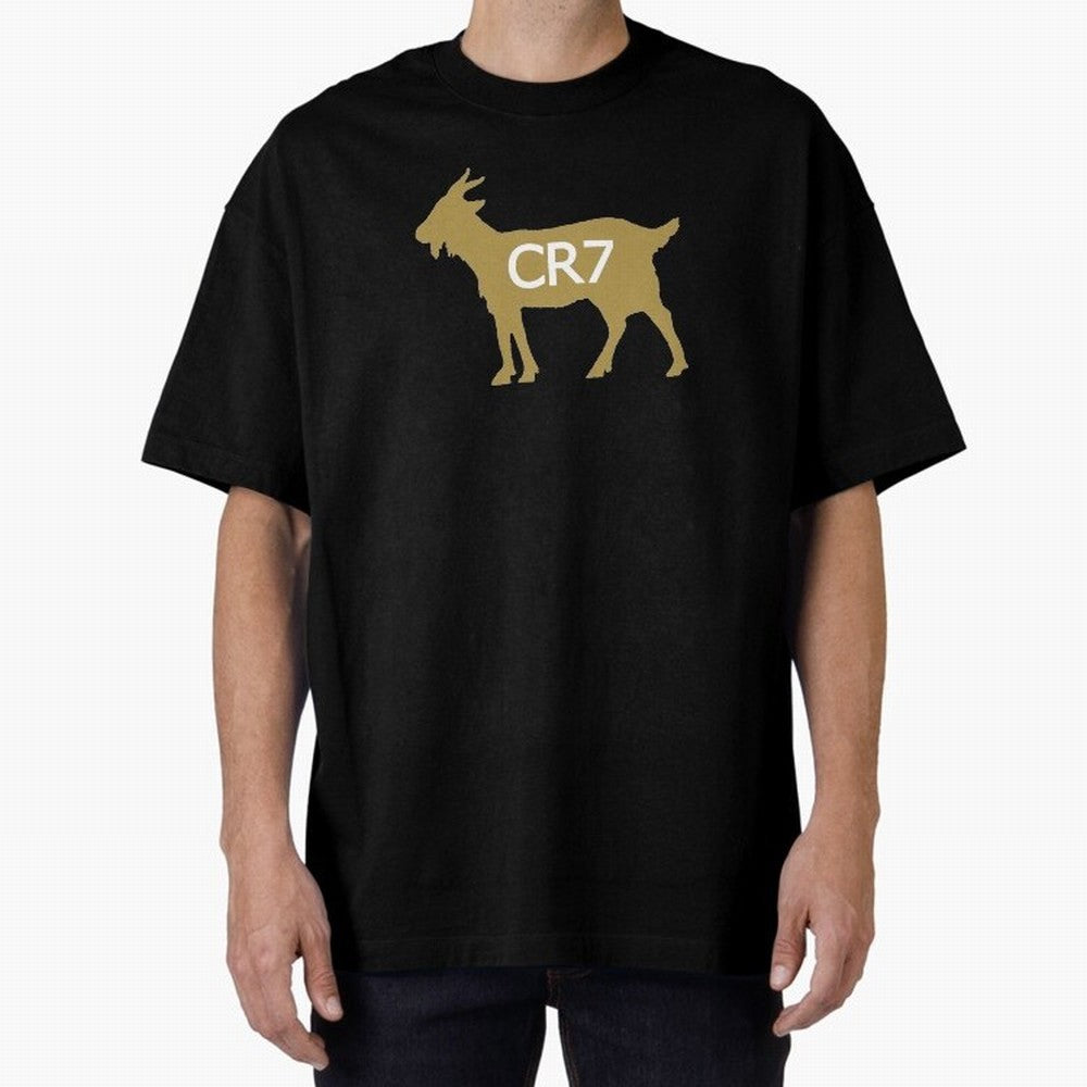CR7 GOAT Gold B Oversized T-Shirt Celebrate Golden Goal Energy in FIFA World Cup 2026 Group Stage for Fans of Cristiano Ronaldo, Haaland and CR7 and England, Bringing Match Day Excitement, Supporter Culture, Golden Goals and Global Football