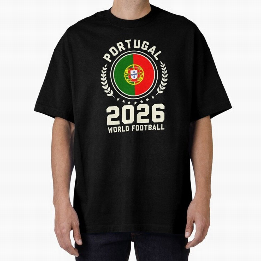 Portugal 2026 World Football Oversized T-Shirt Honor the Football Icons of FIFA World Cup 2026 for Fans of Cristiano Ronaldo and Germany, Bringing Football Festival Excitement, Trophy Ambitions, Country Rivalries and Star Player Buzz; Ideal for